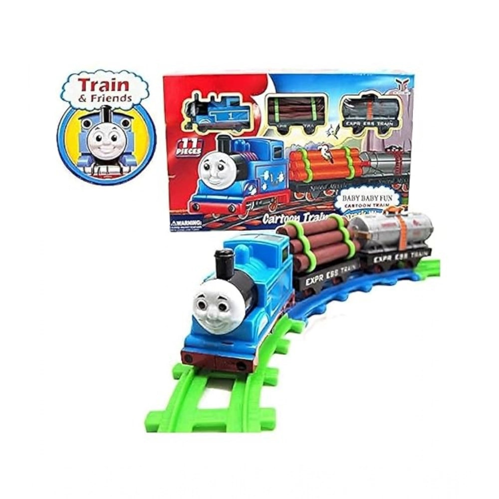 Generic Plastic Thomas Express Train 11Pcs Toy Set With Tracks (Multicolor)