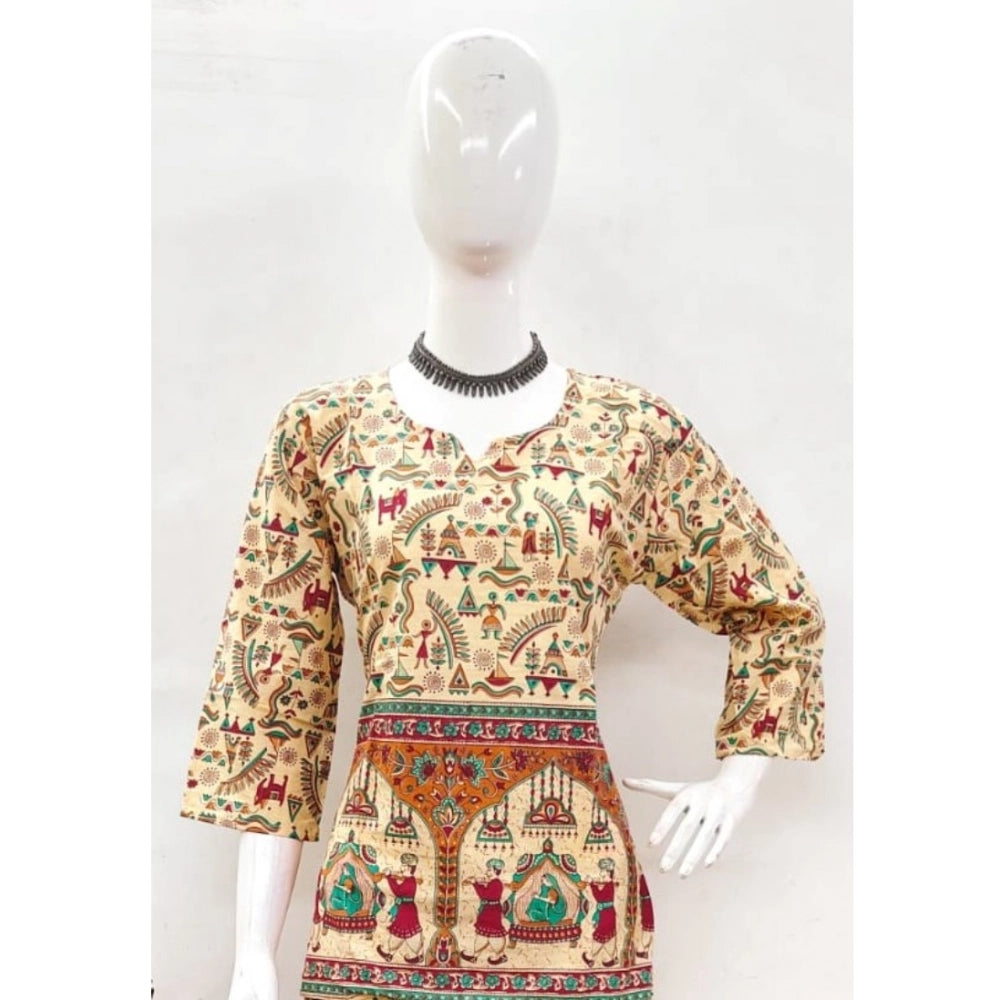 Generic Women's Cotton Jaipuri Printed 3-4th Sleeve Co ord Set (Multicolor)