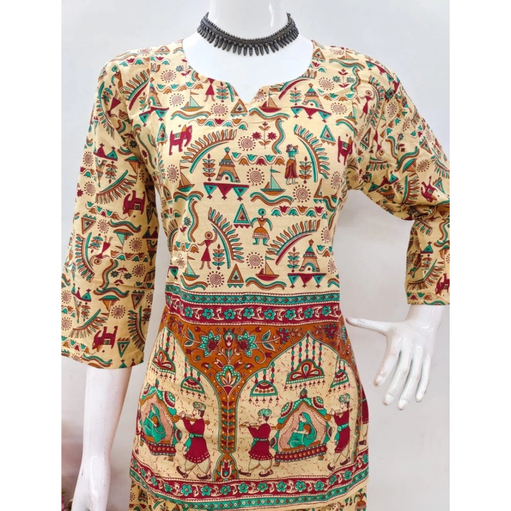 Generic Women's Cotton Jaipuri Printed 3-4th Sleeve Co ord Set (Multicolor)
