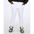 Generic Men's Cotton Blended Solid Plus Size Jeans (White)
