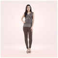 Generic Women's Cotton Blended Solid Churidar leggings (Brown)