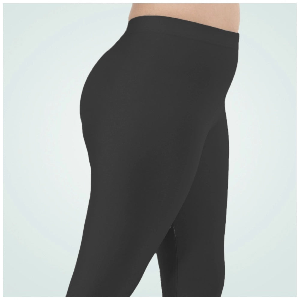 Generic Women's Cotton Blended Solid Shimmer Ankle leggings (Black)