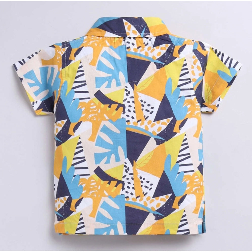 Generic Boy's Lycra Blend Printed Short Sleeve Shirt and Shorts Set (MultiColor)
