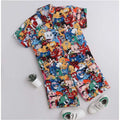 Generic Boy's Lycra Blend Printed Short Sleeve Shirt and Shorts Set (MultiColor)