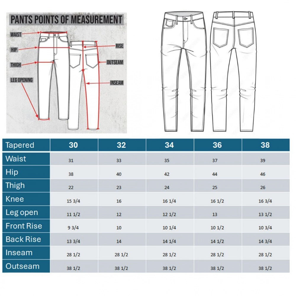 Generic Men's Cotton Blended Solid Tapered Jeans (Blue)