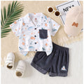 Generic Boy's Lycra Blend Printed Short Sleeve Shirt and Shorts Set (MultiColor)