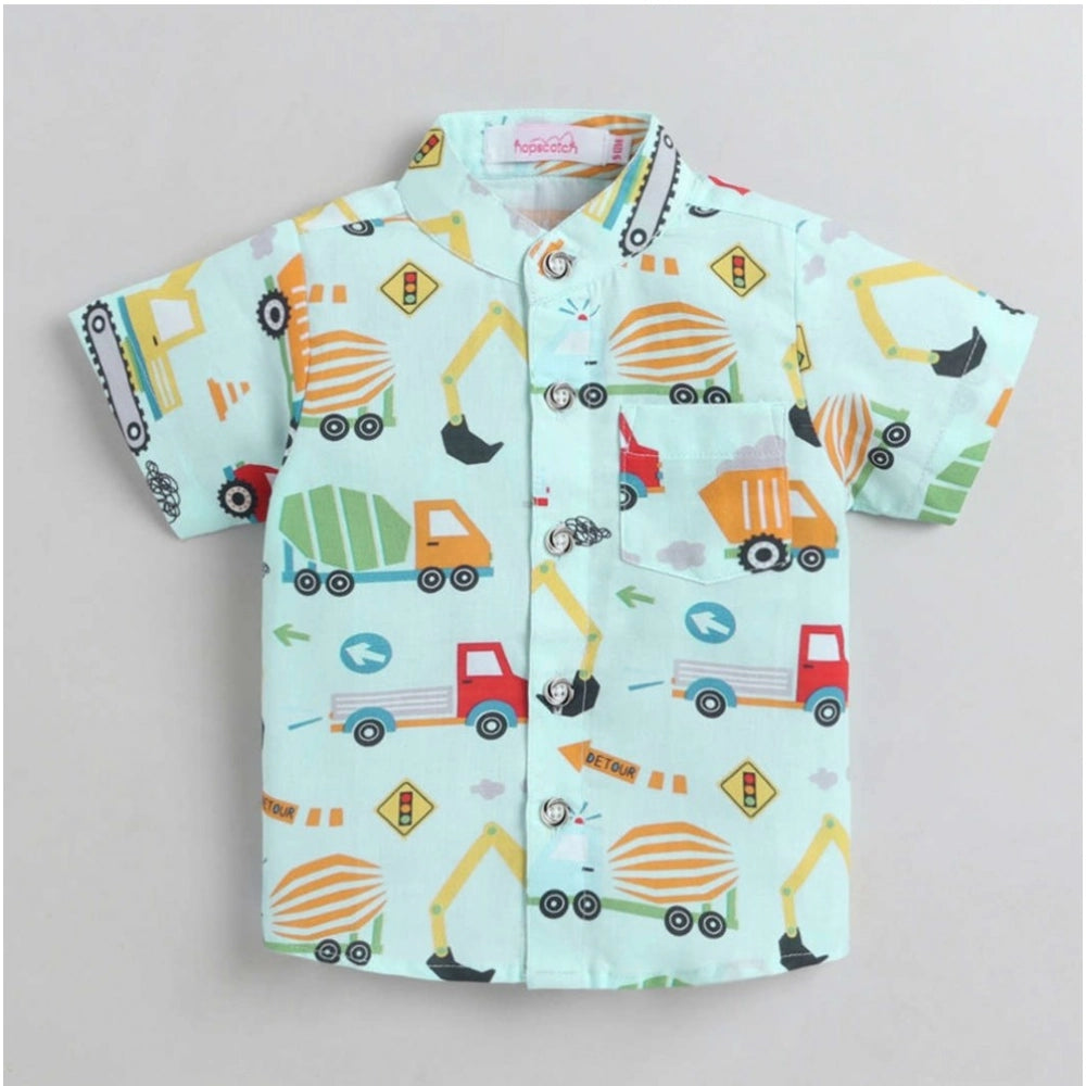 Generic Boy's Cotton Blend Printed Short Sleeve Shirt and Shorts Set (MultiColor)