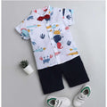 Generic Boy's Cotton Blend Printed Short Sleeve Shirt and Shorts Set (White)