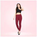 Generic Women's Cotton Blended Solid Ankle legging (Red Maroon)