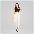 Generic Women's Cotton Blended Solid Ankle legging (Off White)