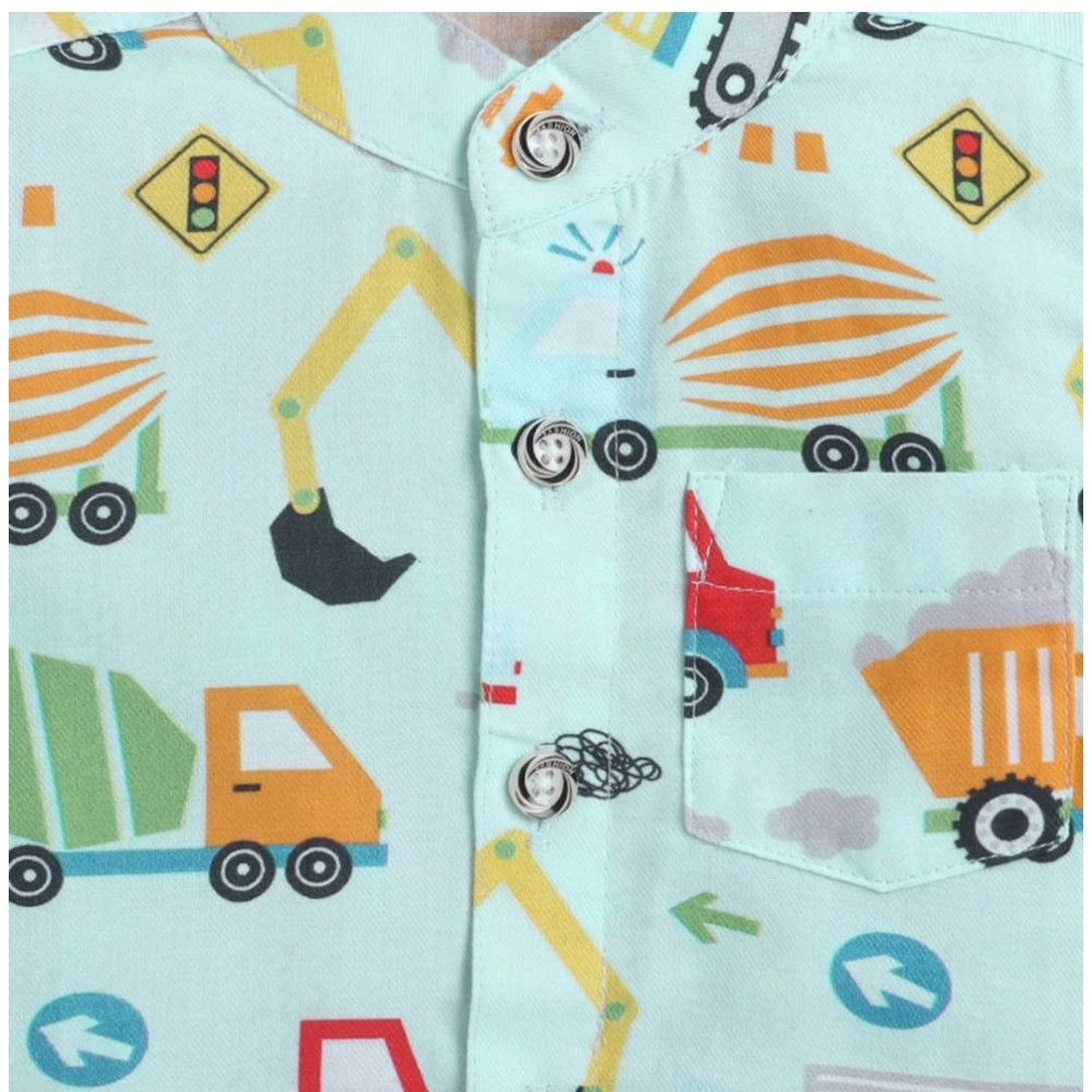 Generic Boy's Cotton Blend Printed Short Sleeve Shirt and Shorts Set (MultiColor)