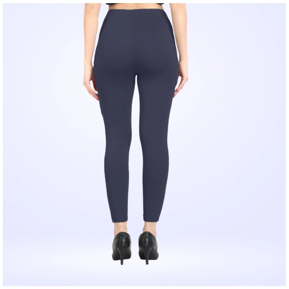 Generic Women's Cotton Blended Solid Ankle legging (Navy)