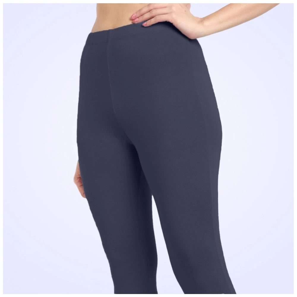 Generic Women's Cotton Blended Solid Ankle legging (Navy)