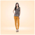 Generic Women's Cotton Blended Solid Churidar leggings (Mustard Yellow)