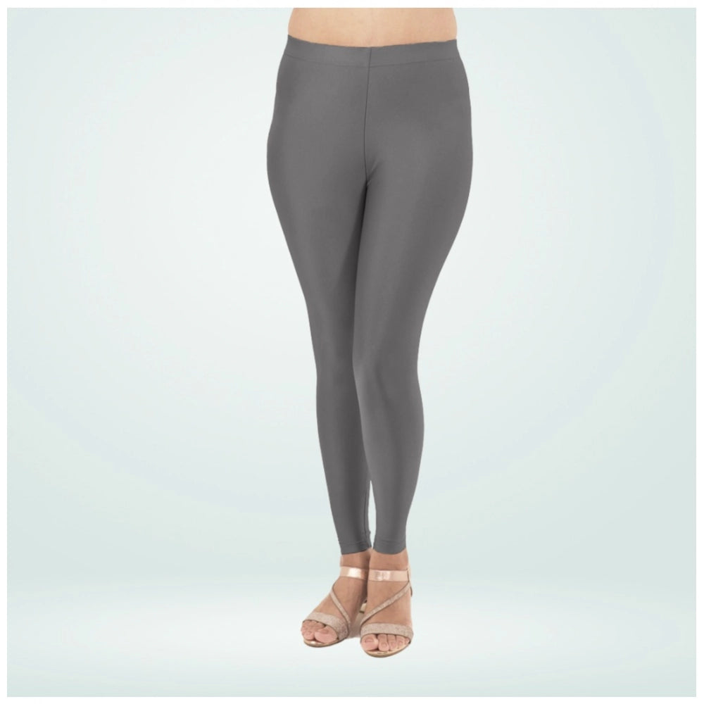 Generic Women's Cotton Blended Solid Shimmer Ankle leggings (Dark Gray)