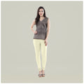 Generic Women's Cotton Blended Solid Churidar leggings (Cream)