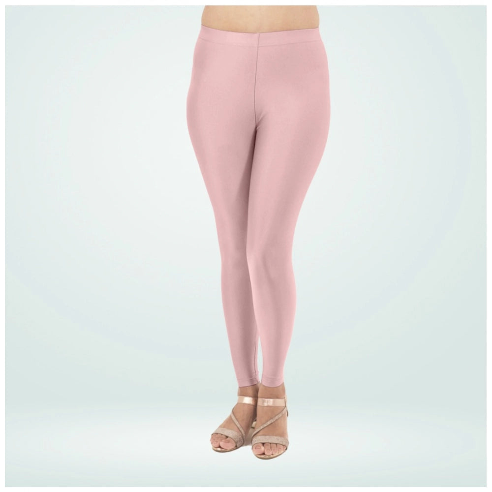 Generic Women's Cotton Blended Solid Shimmer Ankle leggings (Onion)