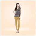 Generic Women's Cotton Blended Solid Churidar leggings (Beige)