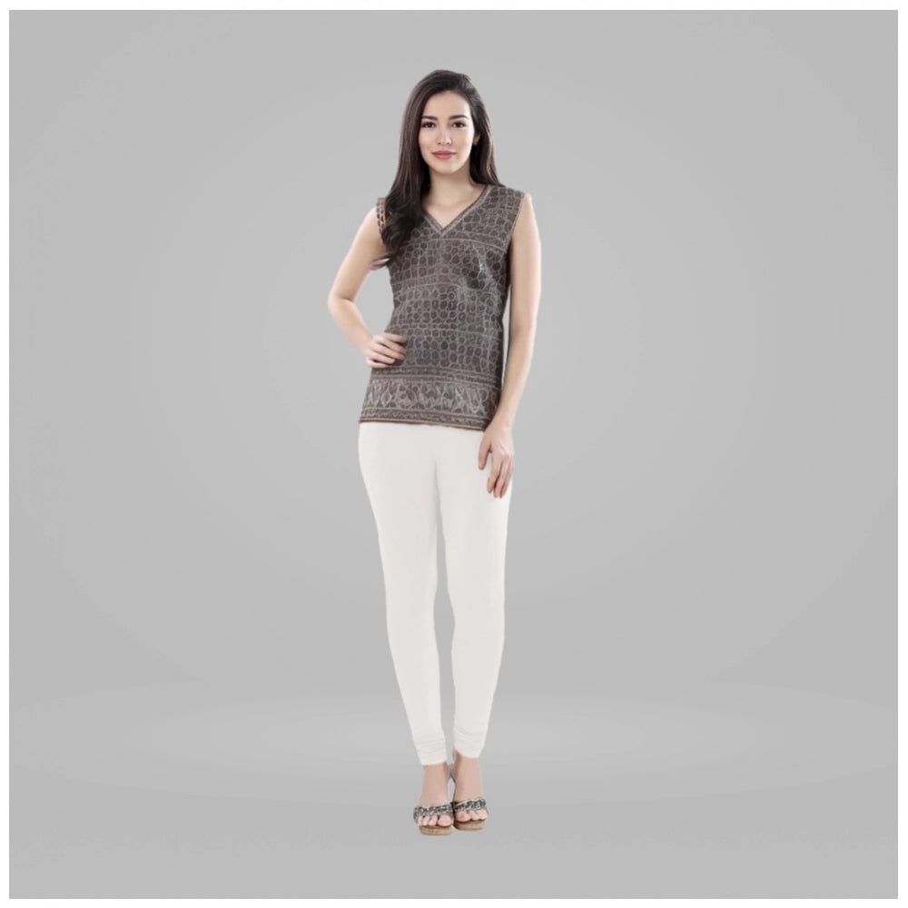 Generic Women's Cotton Blended Solid Churidar leggings (White)