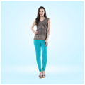 Generic Women's Cotton Blended Solid Churidar leggings (Turquoise Blue)