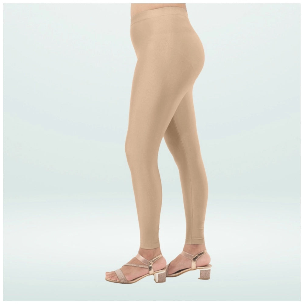 Generic Women's Cotton Blended Solid Shimmer Ankle leggings (Sandal)