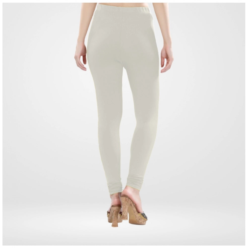 Generic Women's Cotton Blended Solid Churidar leggings (White)