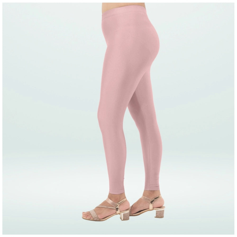 Generic Women's Cotton Blended Solid Shimmer Ankle leggings (Onion)