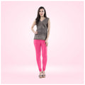 Generic Women's Cotton Blended Solid Churidar leggings (Dark Pink)