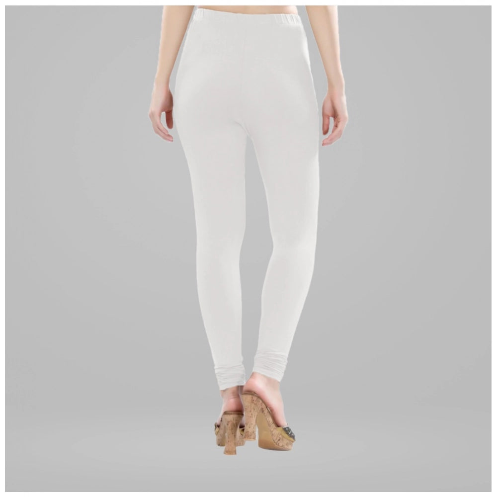 Generic Women's Cotton Blended Solid Churidar leggings (White)