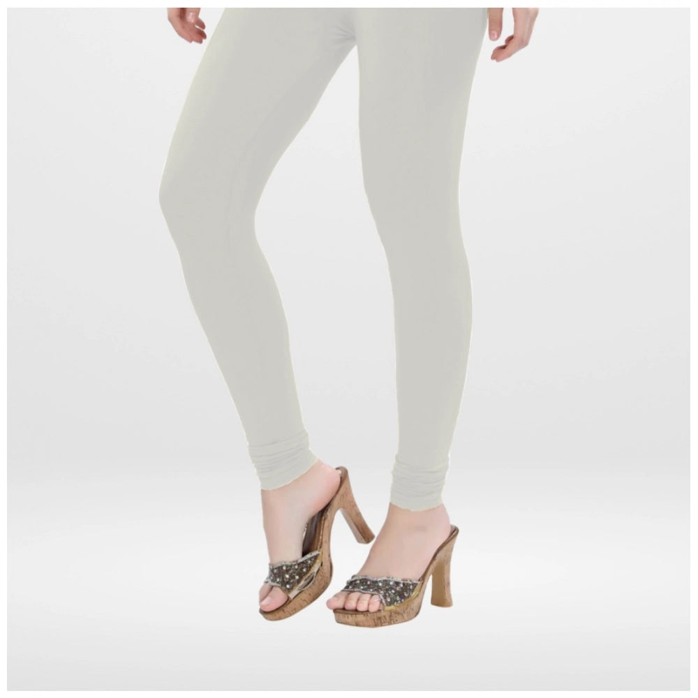 Generic Women's Cotton Blended Solid Churidar leggings (White)