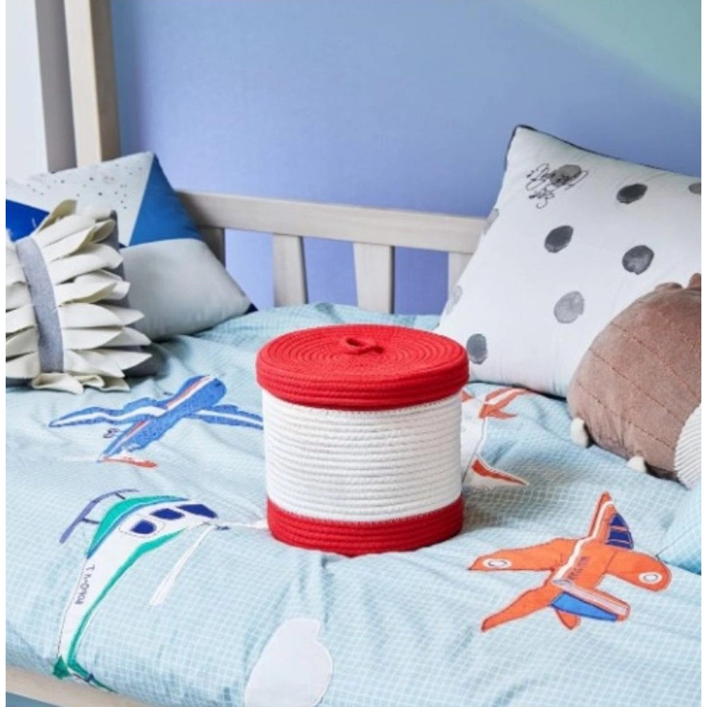 Generic Cotton Basket Pack of 1 Storage Basket For Clothes (Red)