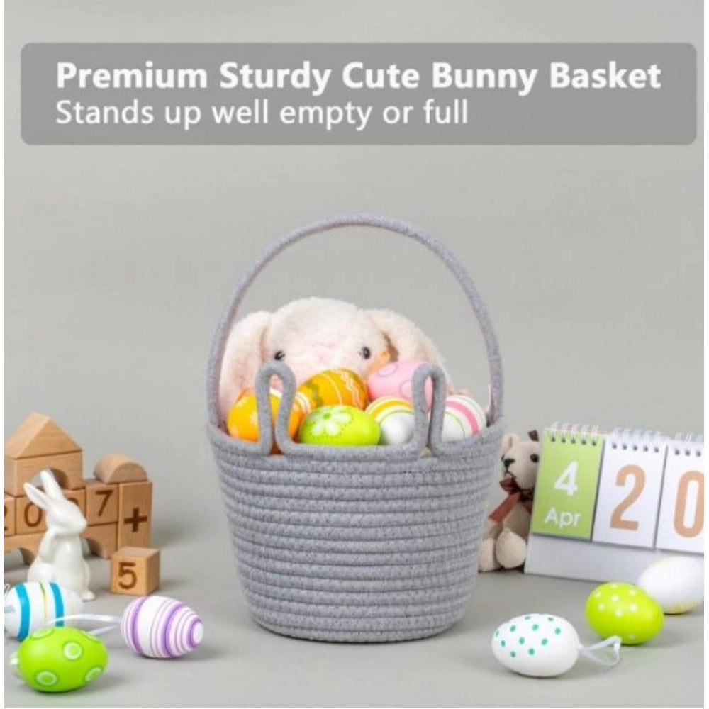 Generic Cotton Toy Bucket Pack of 1 Storage Basket For Clothes (Grey)