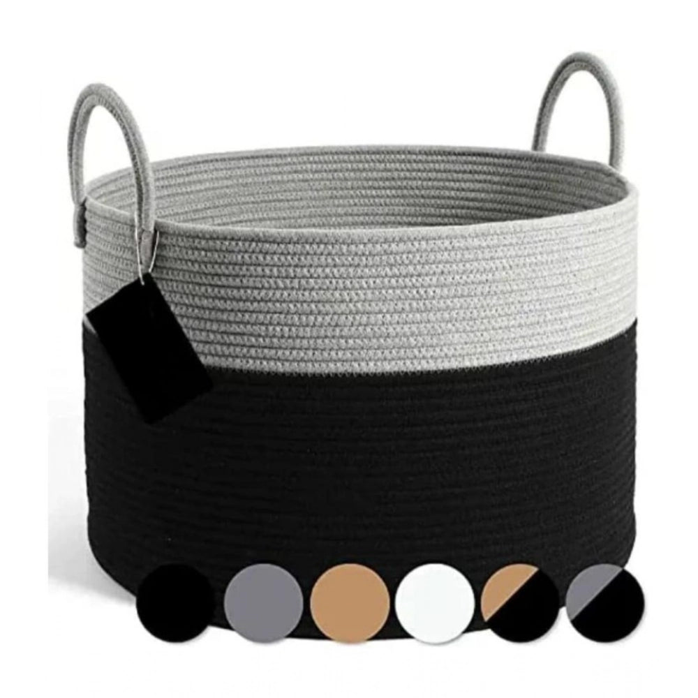 Generic Cotton Laundry Basket Pack of 1 Storage Basket For Clothes (Grey)