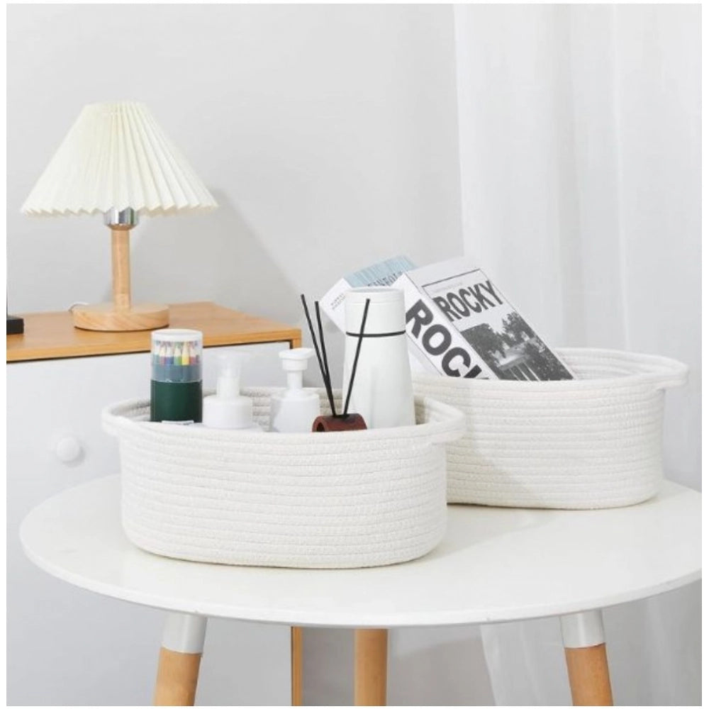 Generic Cotton Pcs Oval Basket  Storage Basket For Clothes (White)