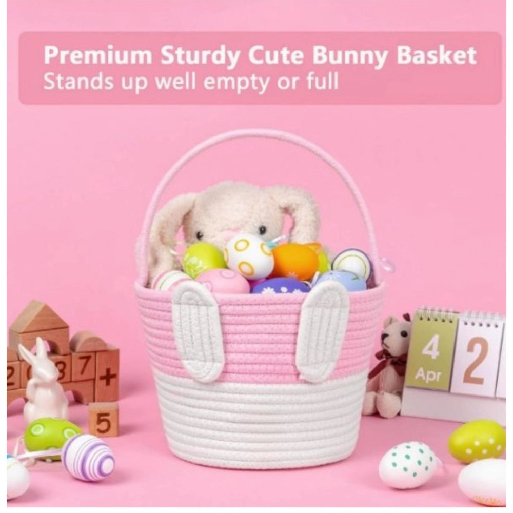 Generic Cotton Toys Bucket Pack of 1 Storage Basket For Clothes (Pink)