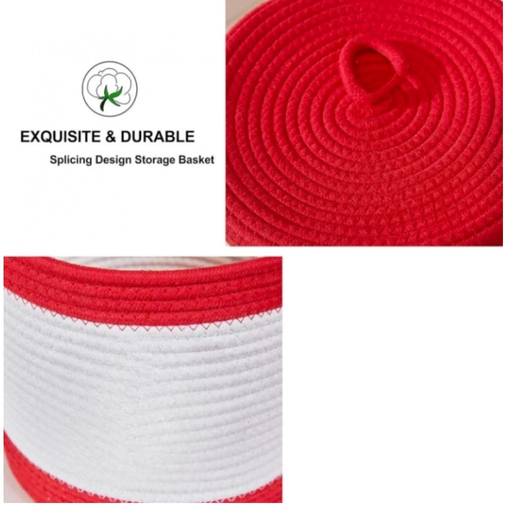 Generic Cotton Basket Pack of 1 Storage Basket For Clothes (Red)