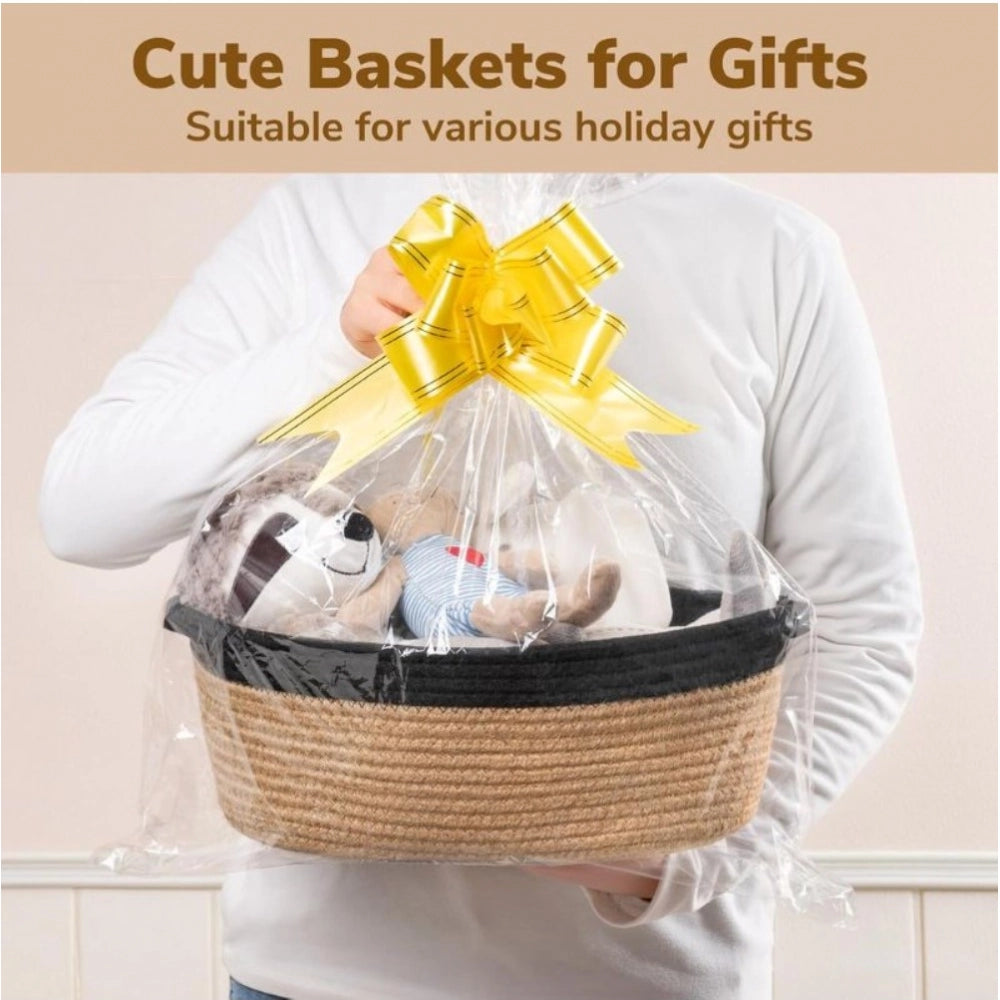 Generic Cotton Baby Gift Basket Pack of 1 Storage Basket For Clothes (Beige)