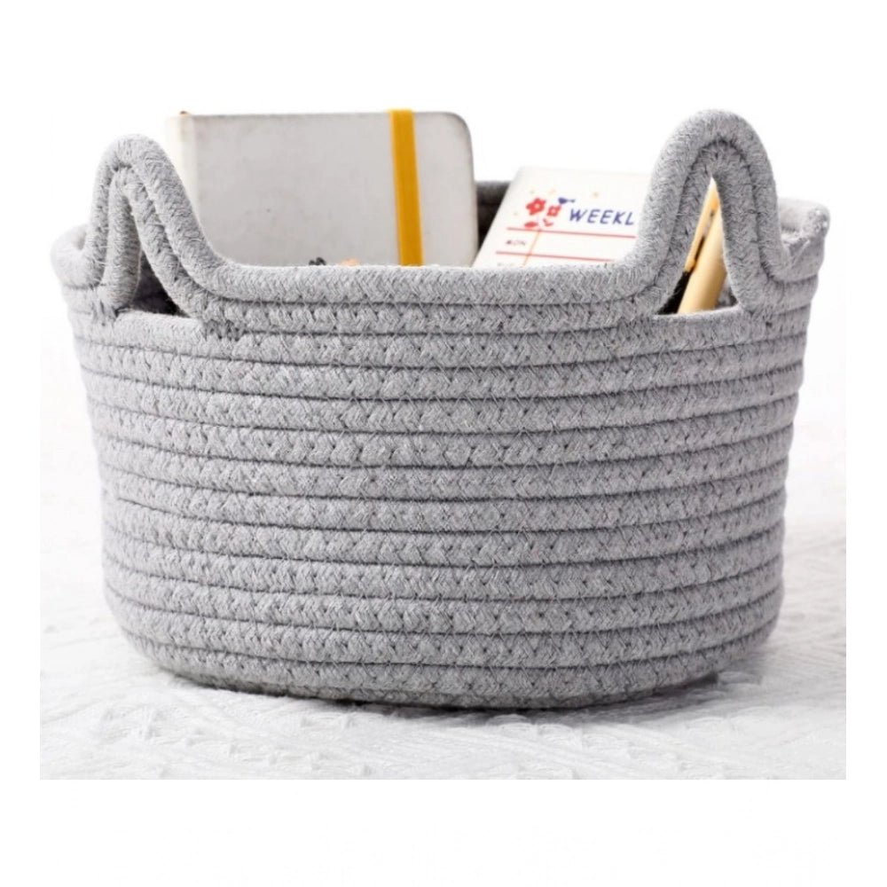 Generic Cotton Cat Basket Inch Pack of 1 Storage Basket For Clothes (Grey)