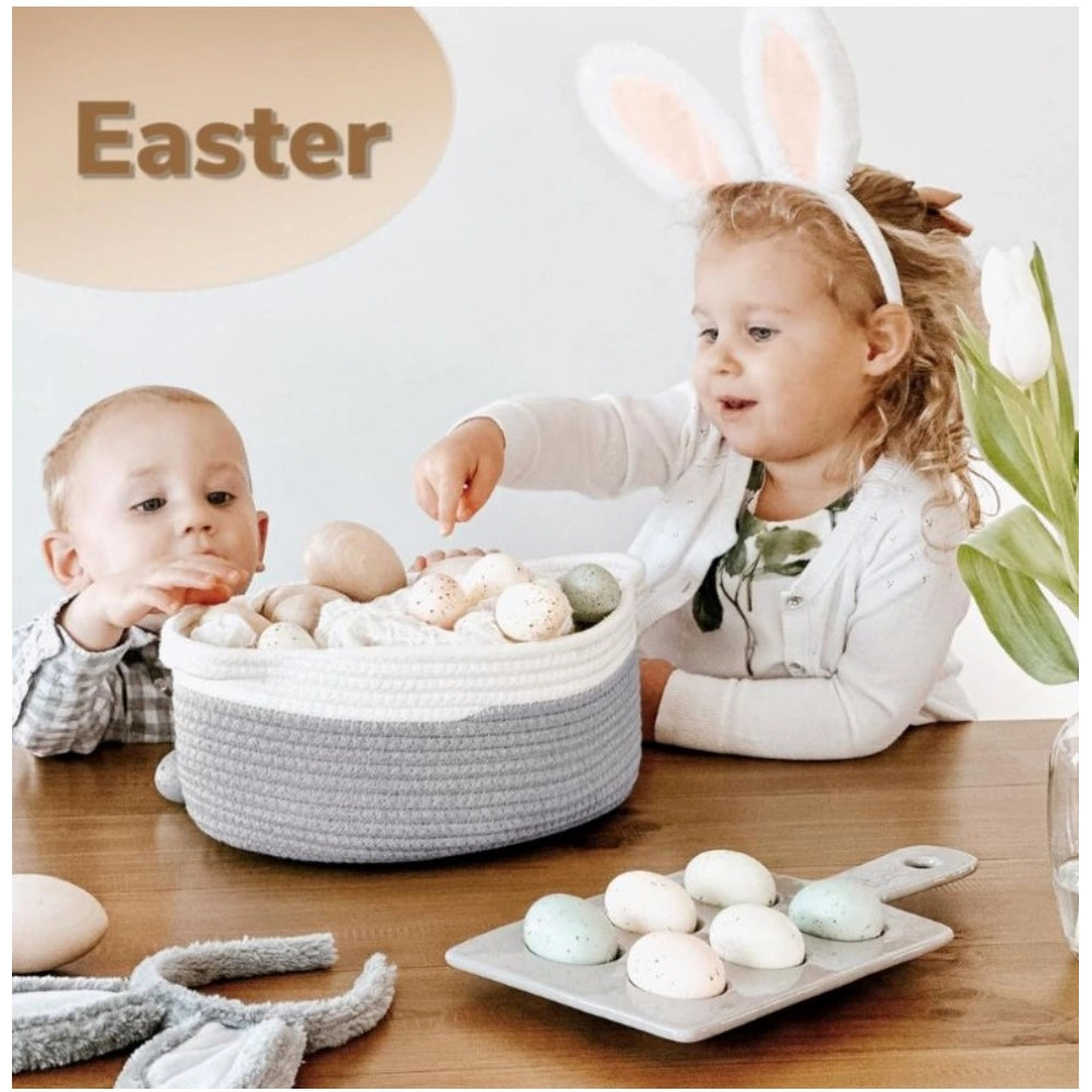 Generic Cotton Baby Gift Basket Pack of 1 Storage Basket For Clothes (Grey)