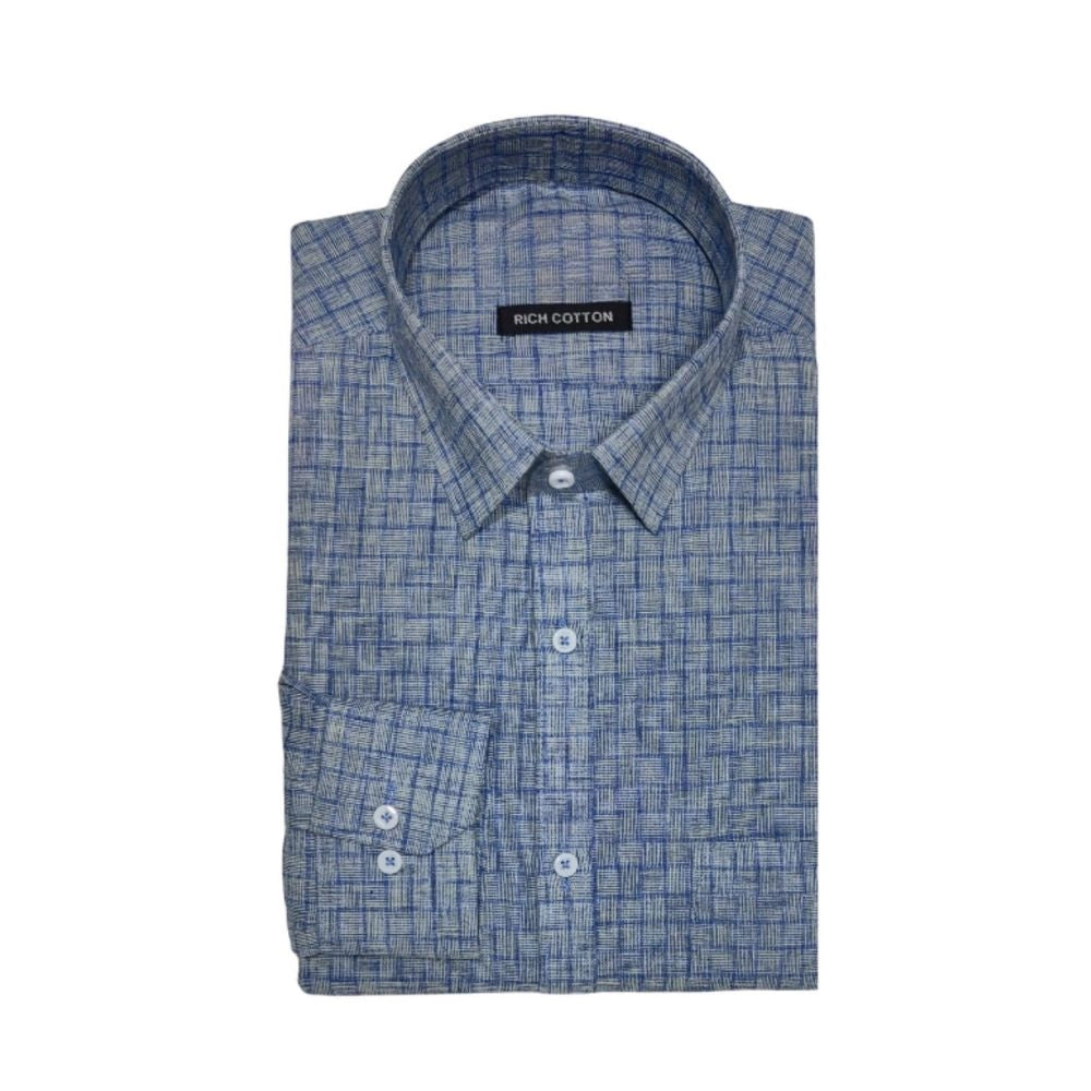 Generic Men's Cotton Lycra Full Sleeve Checked Casual Shirt (Grey)
