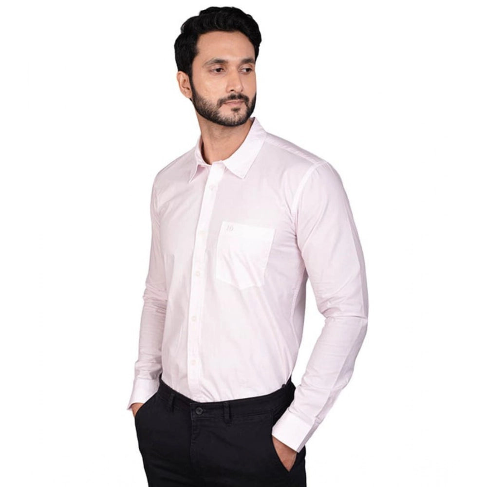 Generic Men's Casual Cotton Full Sleeve Solid Shirt (Pink)