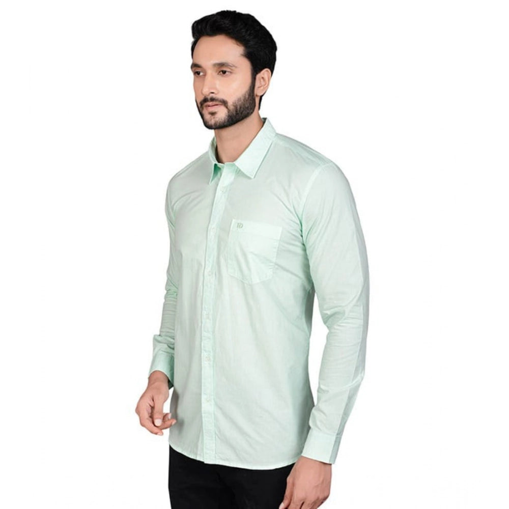 Generic Men's Casual Cotton Full Sleeve Solid Shirt (Sea Green)