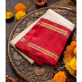 Generic Women's Silk Printed Saree With Unstitched Blouse 5.5Mtr (Off White)