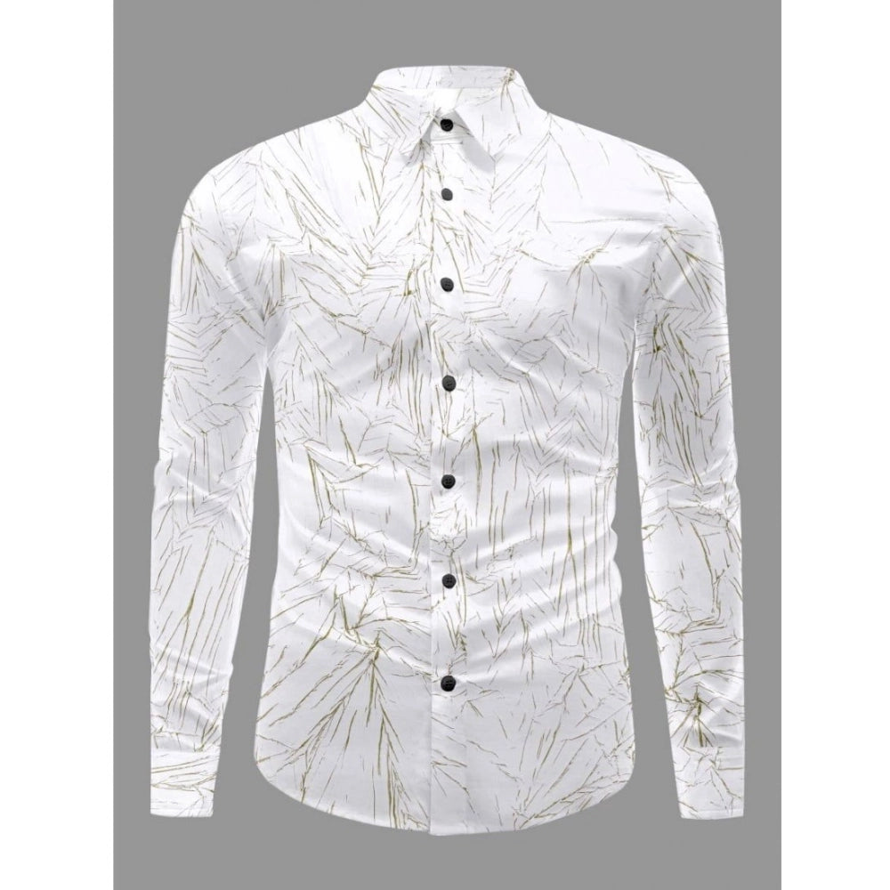 Generic Men's Casual PollyCotton Textured Full Sleeve Collar Shirt (Green)