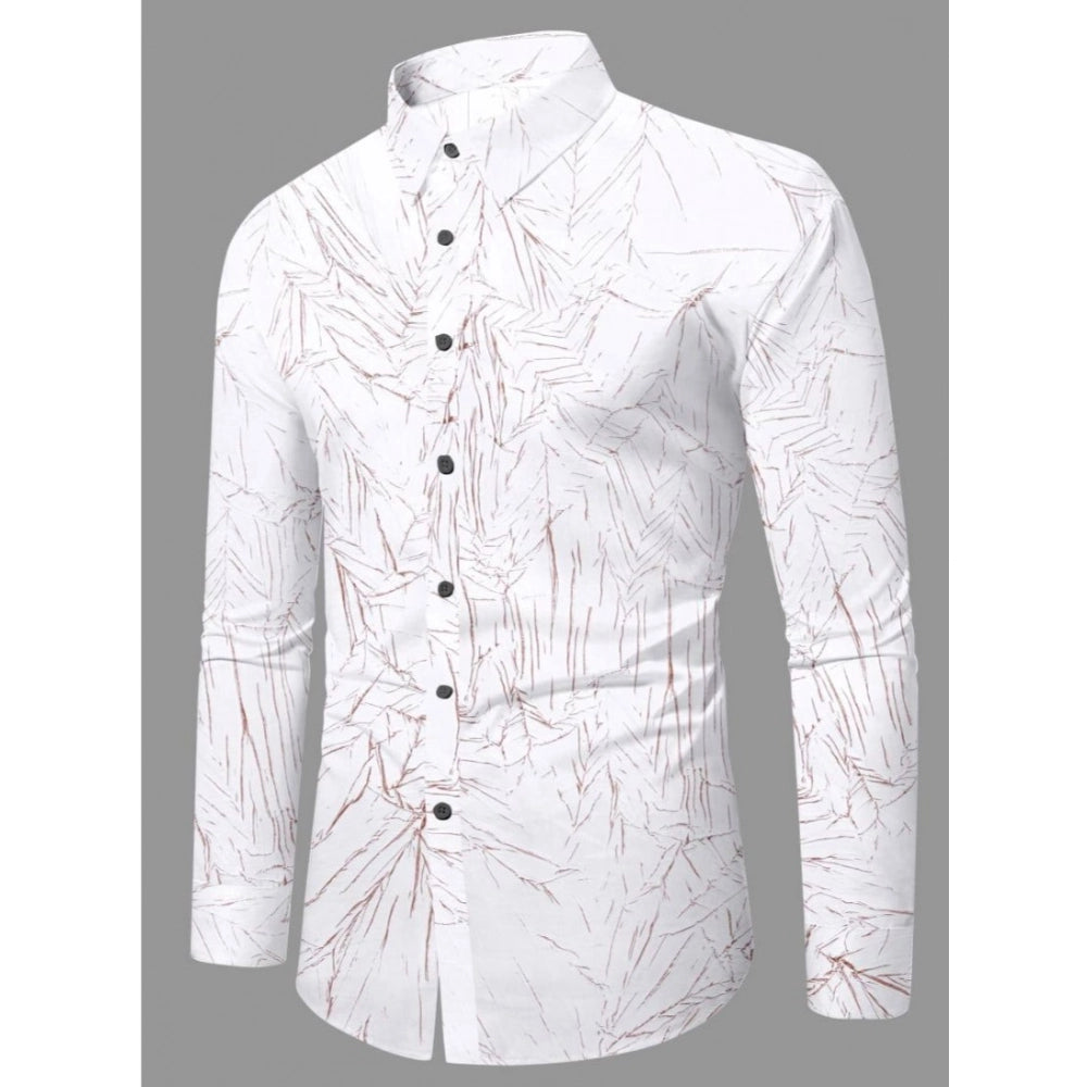 Generic Men's Casual PollyCotton Textured Full Sleeve Collar Shirt (Brown)