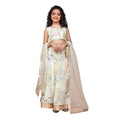 Generic Girl's Chiffon Printed Lehenga Choli Set (Green)