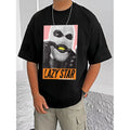 Generic Men's Casual Cotton Blend Printed Round Neck Half Sleeve T-Shirt (Black)