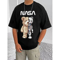 Generic Men's Casual Cotton Blend Printed Round Neck Half Sleeve T-Shirt (Black)