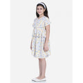Generic Girl's Rayon Floral Printed Short Sleeve V-Neck Dress (Multicolor)