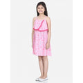 Generic Girl's Rayon Printed Sleeveless Round Neck Dress (Pink)
